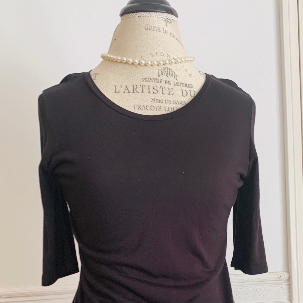VINCE black 3/4 short sleeve T Shirt